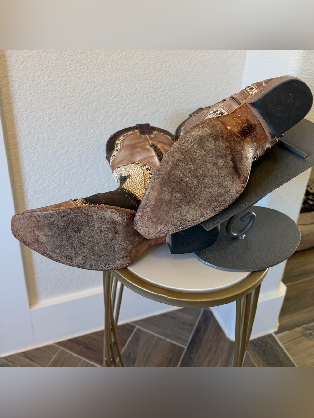 Freebird Warner Brown and Cream Western Leather Cowboy Boots - Picture 5 of 8